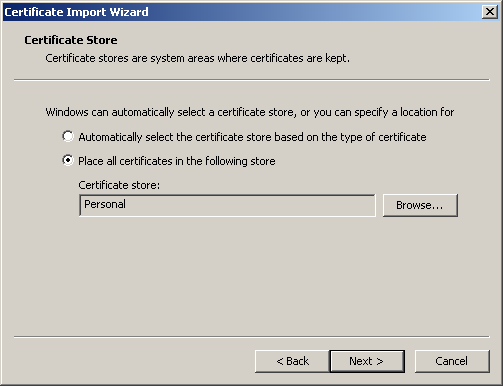 TLS atslēgas un sertifikāta konfigurēšana